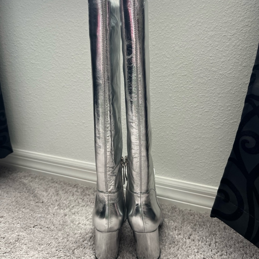 NWT Bibi Lou Silver Knee-High Women's Boots Anthropologie 37 - Picture 10 of 16
